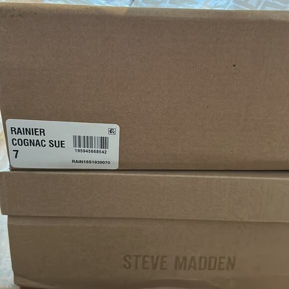 Steve Madden Woman’s Rainier Cognac Suede Leather Lace-Up Platform Ankle Boots - Picture 5 of 10